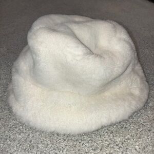 White Fuzzy Bucket Hat